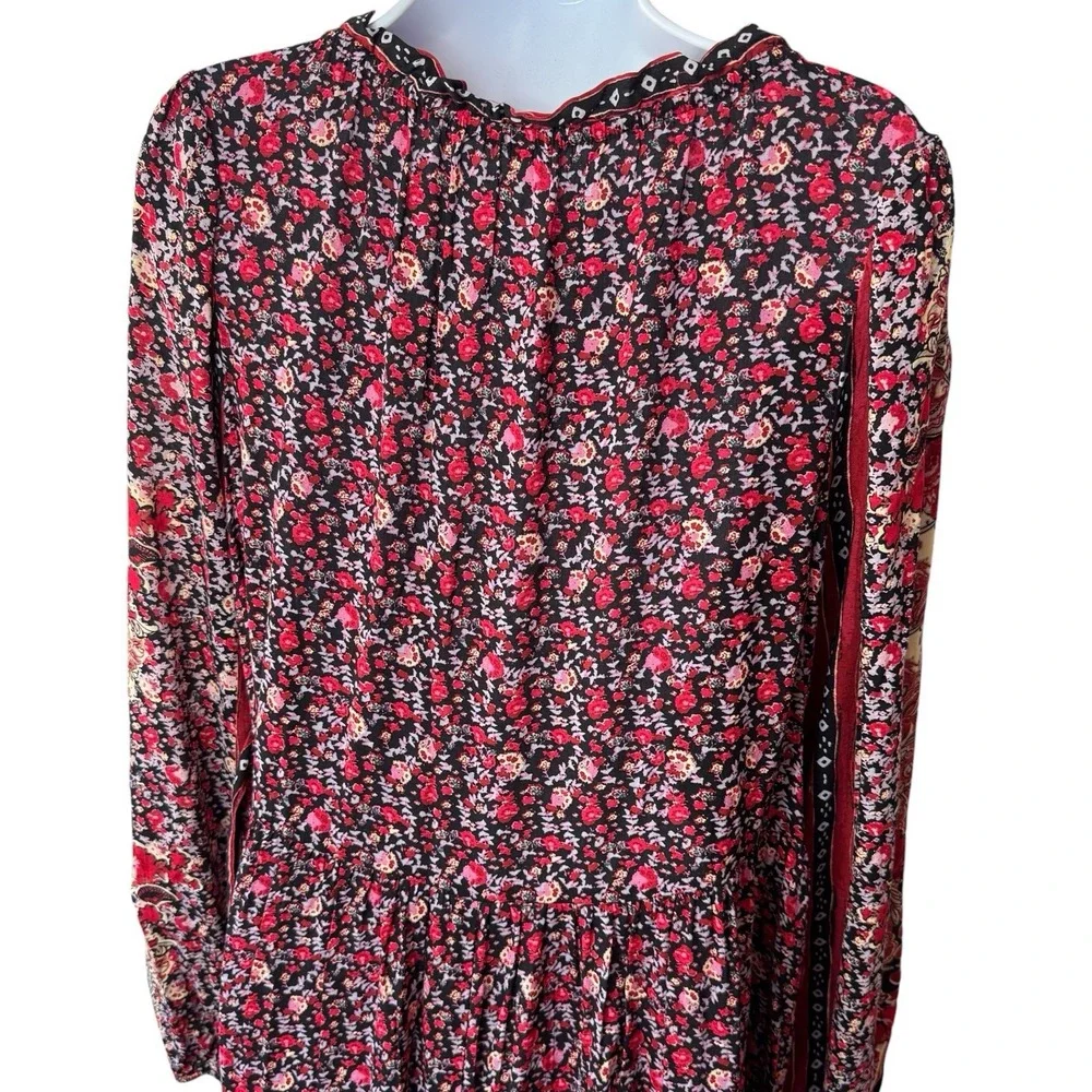 Free People Happy‎ Feelings Maxi Floral Dress Pesant Bohemian Stevie Nicks L
